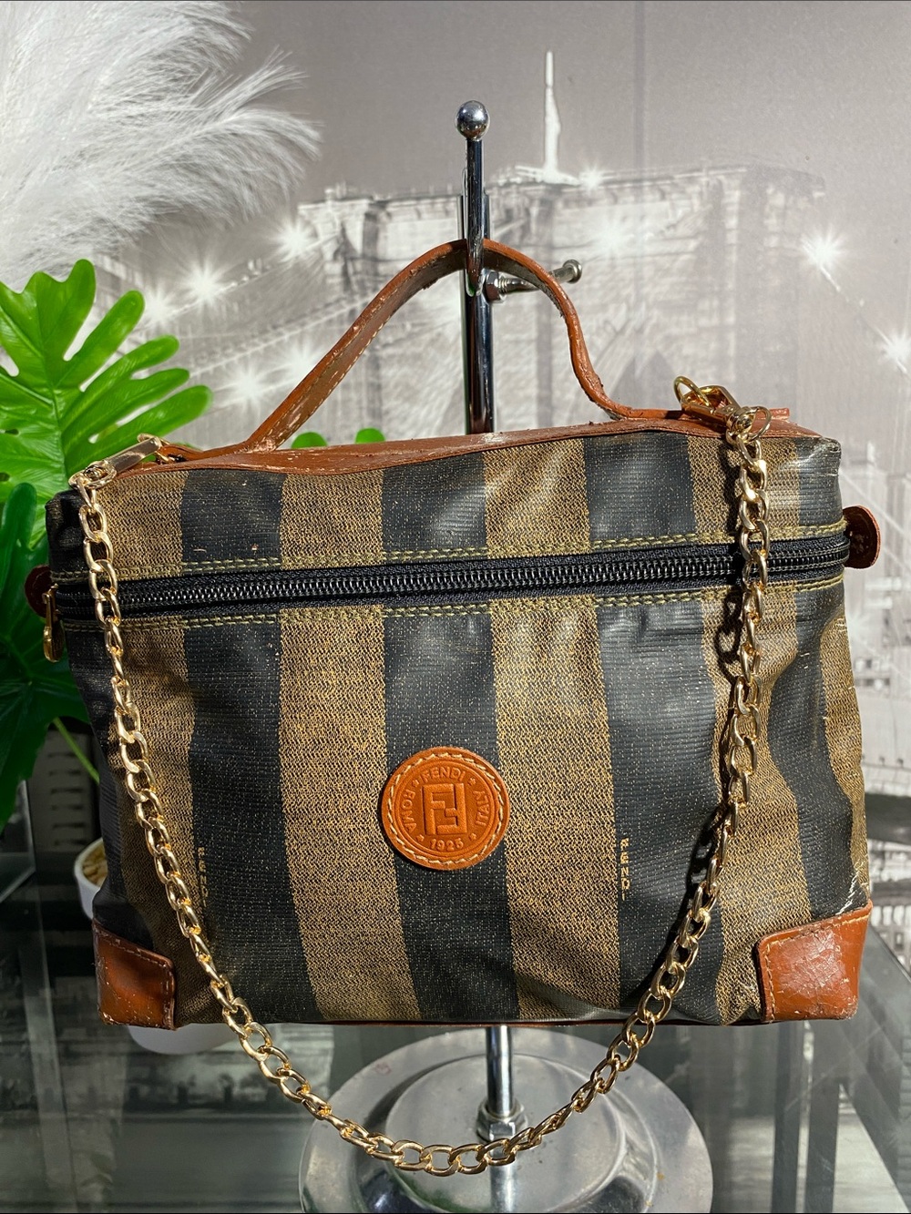 Authentic Fendi Pequin Stripe Bag